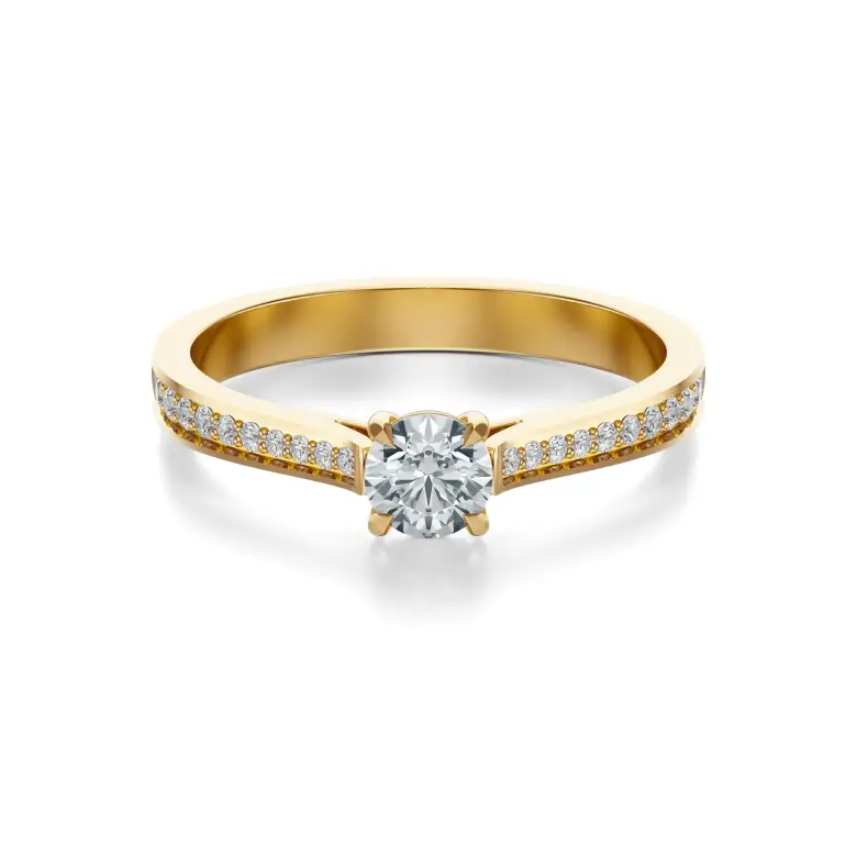 Pierścionek zaręczynowy złoty z diamentami